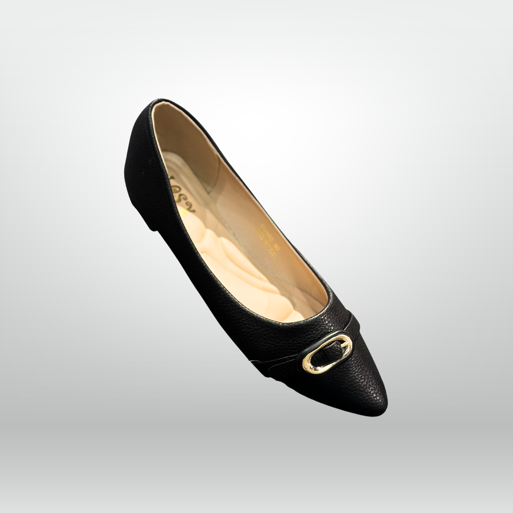 Women's Gold Buckle Flats 