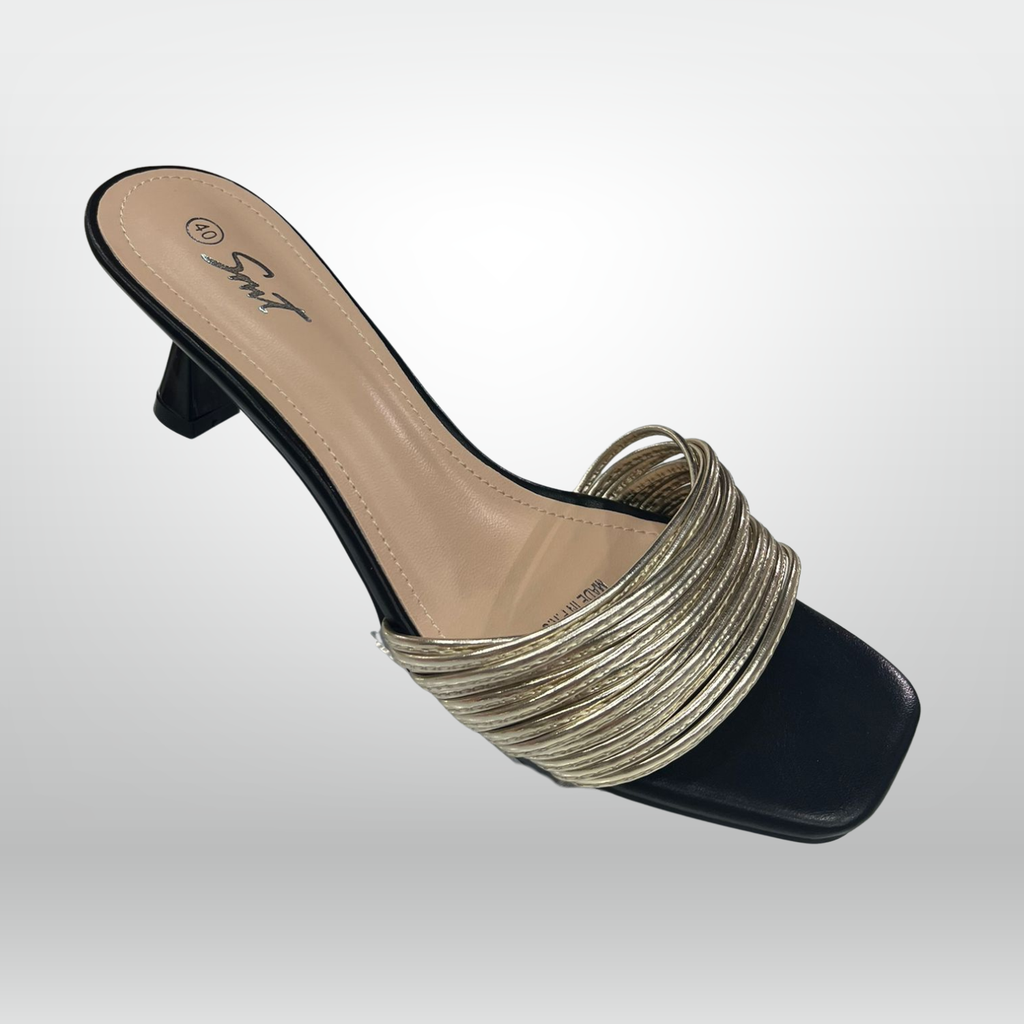 Square Gold-Strap Heels 