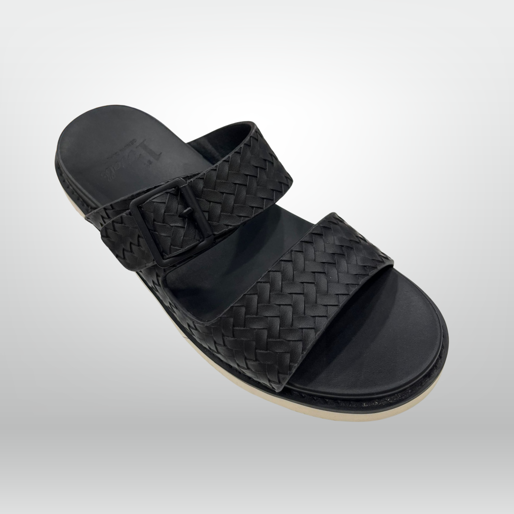 Men's Woven Leather Dual-Strap Sandal 