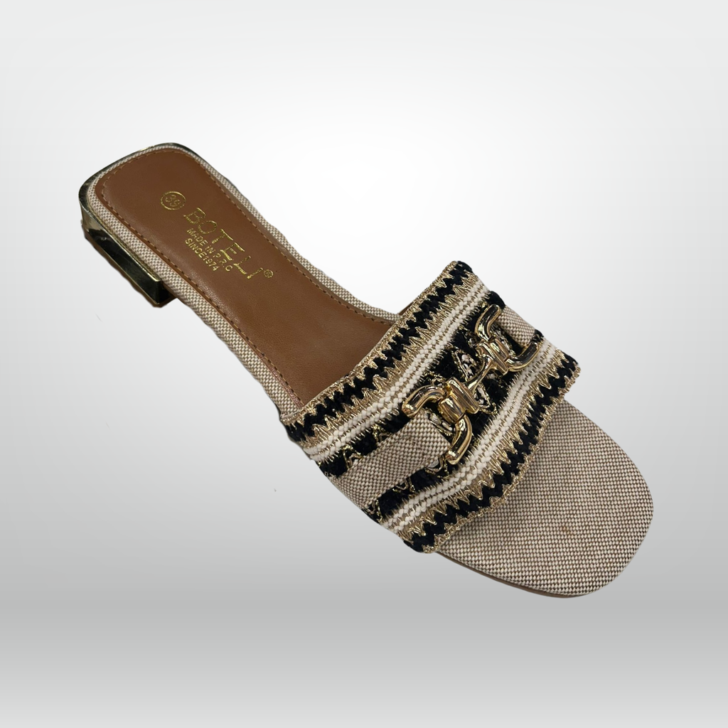 Flat Slides with Gold Chain