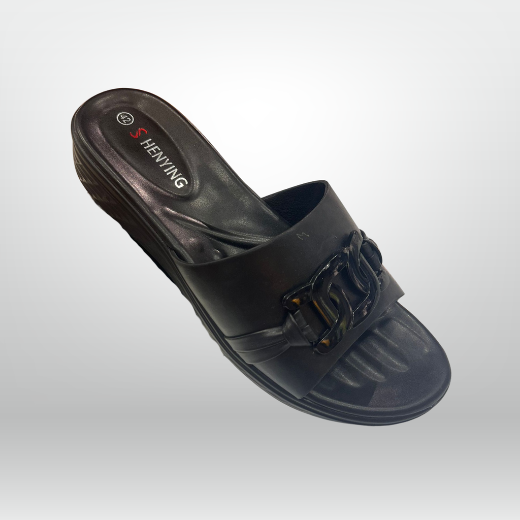 Chain Wedge Slide Sandals