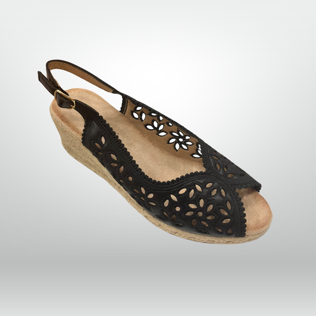 Laser-Cut Eyelet Wedge Sandal 