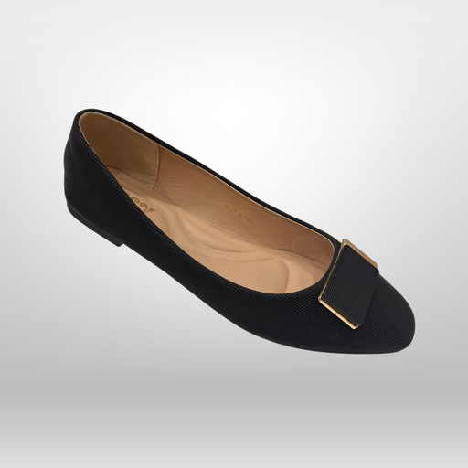 Ladies' Ribbed Square-Buckle Flats 