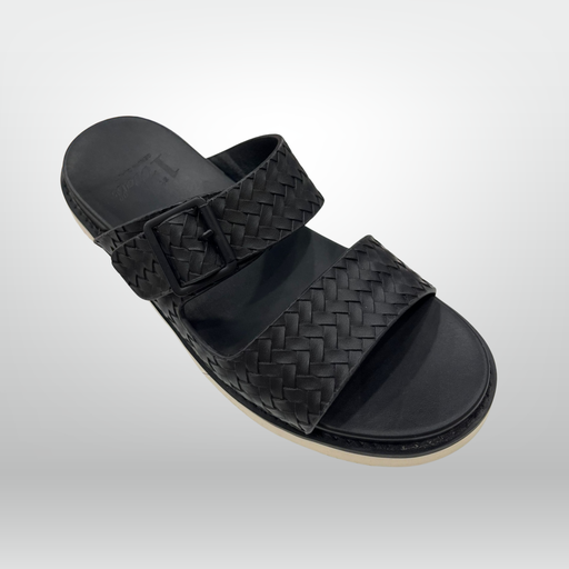 Men's Woven Leather Dual-Strap Sandal 