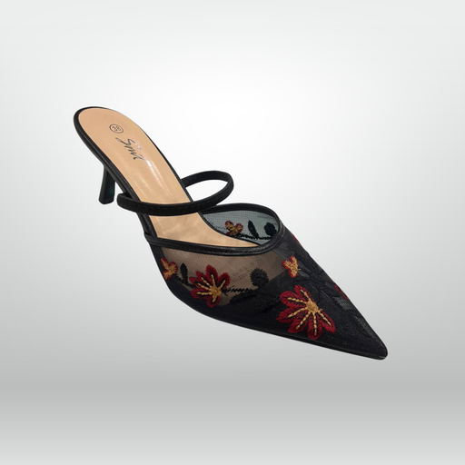 Floral One Strap Pointed Heels