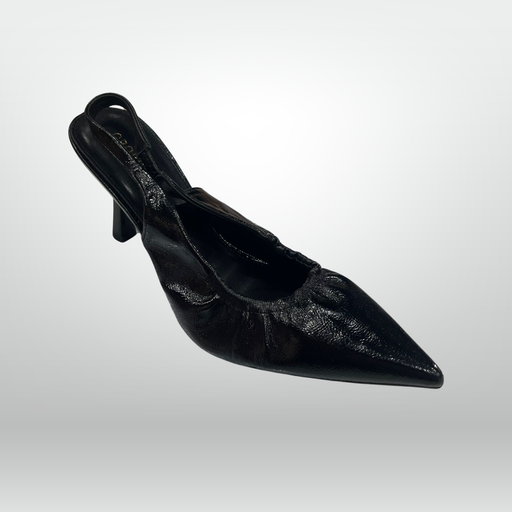 Crinkled Patent Kitten Heels 